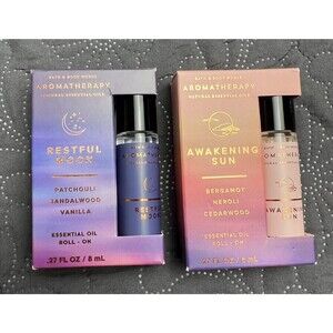 BATH & BODY WORKS AROMATHERAPY RESTFUL MOON & AWAKENING SUN ESSENTIAL OIL ROLLON